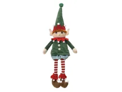 Decoris Kerstdecoratie Elf zittend met hangende benen 60cm