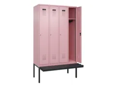 locker met bank,HxBxD 2120x1200x815mm,4vak,vak B 300mm,cilinderslot