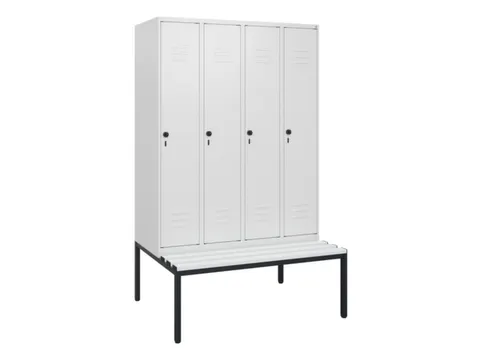 locker met bank,HxBxD 1950x1200x815mm,4vak,vak B 300mm,draaigrendel