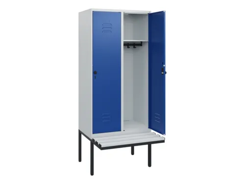 locker met bank,HxBxD 1950x800x815mm,2vak,vak B 400mm,draaigrendel