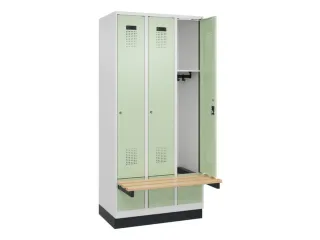 locker met bank,HxBxD 1950x900x815mm,3vak,vak B 300mm,cilinderslot - 1