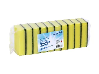 Schuurspons Cleaninq geel/groen 100x70x25mm 10 stuks - 1