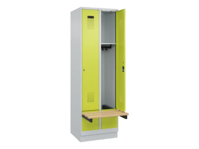 locker met bank,HxBxD 1950x600x815mm,2vak,vak B 300mm,cilinderslot
