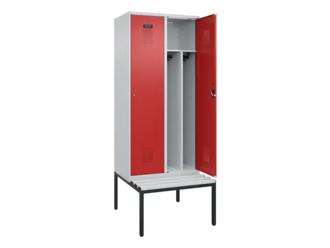 locker met bank,voor scheiding van kleding,HxBxD 2120x800x815mm,2vak