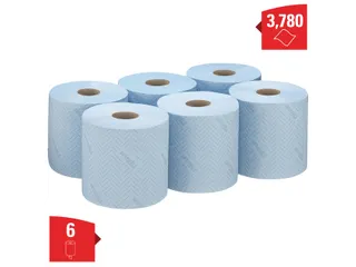 Poetsrol WypAll L10 1-laags 18,3cmx239m 630 vel blauw 7494 - 3