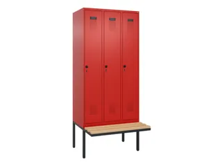 locker met bank,voor scheiding van kleding,HxBxD 2120x900x815mm,3vak - 2