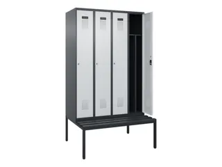 locker met bank,voor scheiding van kleding,HxBxD 2120x1200x815mm,4vak - 1