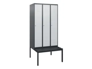 locker met bank,HxBxD 1950x900x815mm,3vak,vak B 300mm,cil.-slot - 1