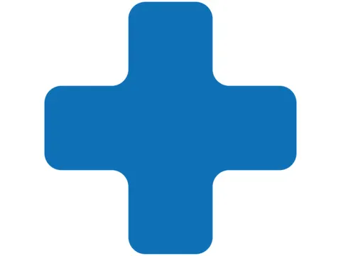 plaksymbool,plus,markering HxB 150x150mm,PVC,blauw