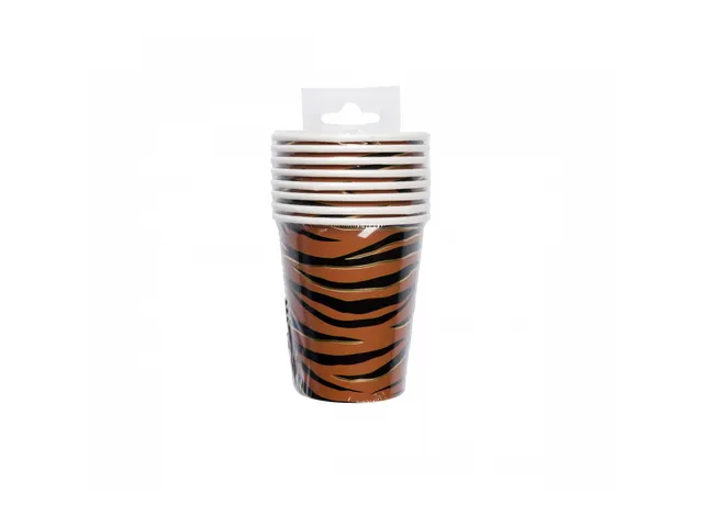 Wegwerp bekers Papier Cups Tiger Safari 8 stuks