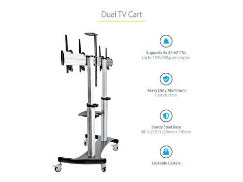 Dual TV Standaard op Wielen voor 37-60 Inch VESA TV's