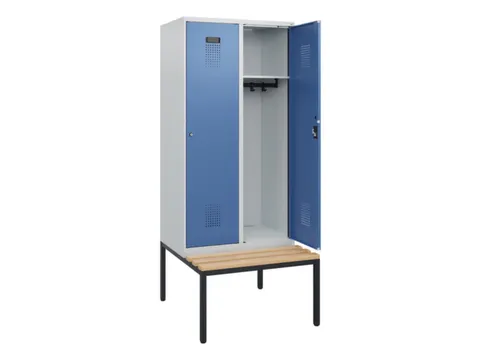 locker met bank,HxBxD 1950x800x815mm,2vak,vak B 400mm,cilinderslot