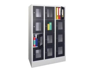 lockerkast,HxBxD 1518x900x500mm,3x4vakken,RAL7035,front RAL7016 - 2
