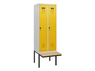 locker met bank,HxBxD 1950x600x815mm,2vak,vak B 300mm,draaigrendel - 2