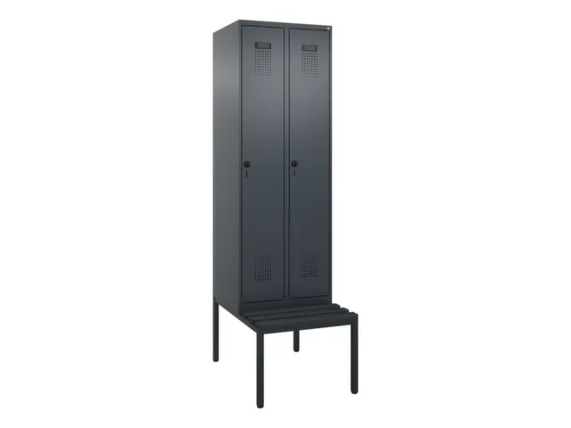 locker met bank,voor scheiding van kleding,HxBxD 2120x600x815mm,2vak