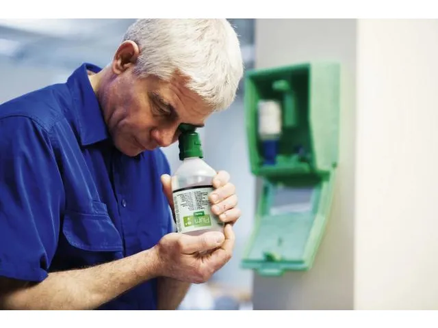 Poste lave-yeux 1x solution saline 1x solution ph neutre DIN EN 15154-