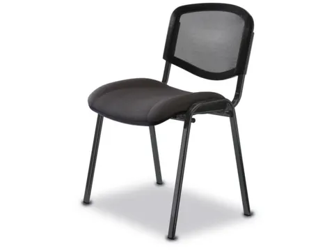 Bezoekersstoel 4Voeten Ovale Buis Zwart Zitting Stof Donkergrijs Netru