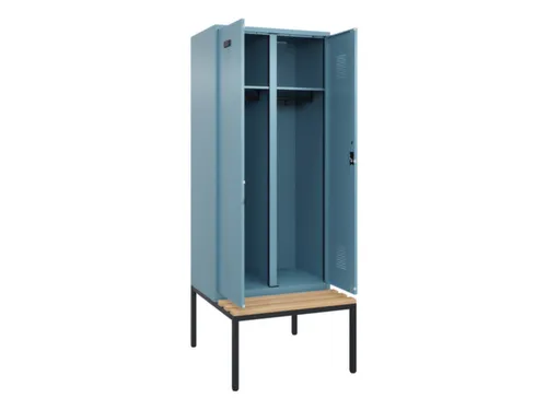 locker met bank,voor scheiding van kleding,HxBxD 2120x800x815mm,2vak