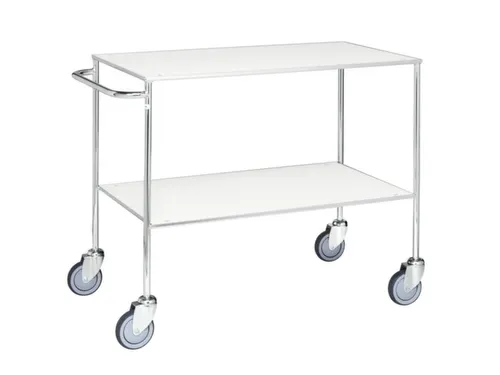 Tafelwagen,Draagverm. 150Kg,2Xstaalplaat,Staaletage,Zilverkleurig