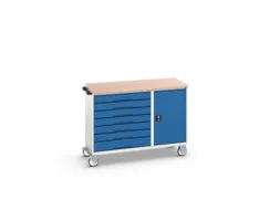 montagetafel 980x1300x600mm multiplexblad 7 laden kast front RAL5010