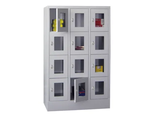 lockerkast,HxBxD 1518x900x500mm,3x4vakken,RAL7035,front RAL7035