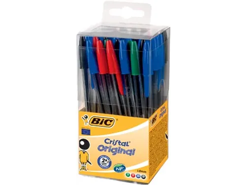 balpen Cristal, doos met 50 stuks in geassorteerde kleuren