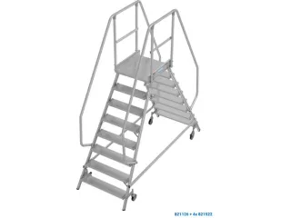 bordestrap,verrijdbaar,bordes H 1,95m,2x8treden,aluminium,4zwenkwielen - 1