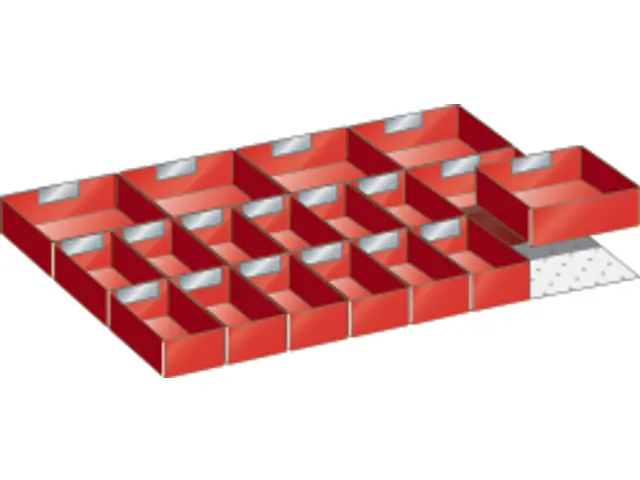 kit de bacs de rangement,18bacs,p. face avant H 75mm tiroir 27x36 E