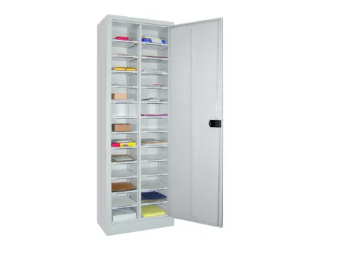 Postsorteerkast 1950x640x400mm 2x13 Vakken 1 Deur Cilinderslot Grijs