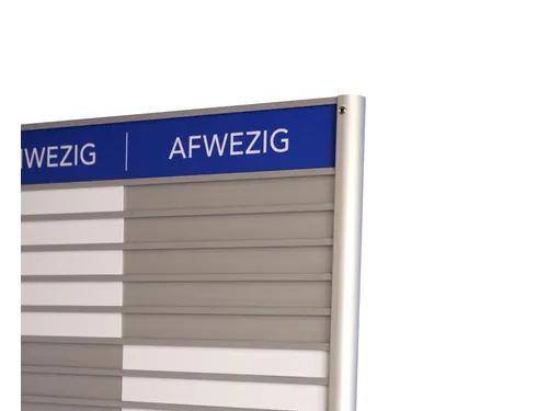 Menoor In-Uit bord 10 namen Aluminium Aanwezig/Afwezig Blauw