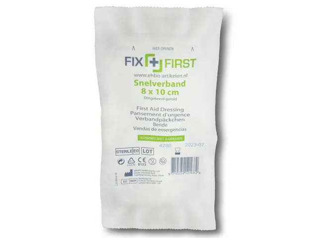 Snelverband FixFirst gerold 8x10cm 10 stuks