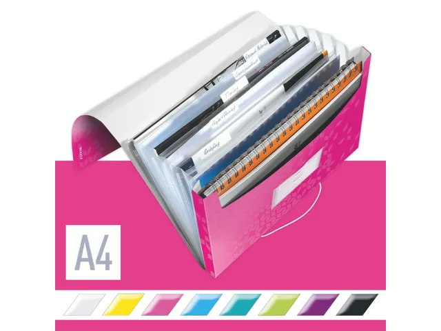 Trieur Leitz A4 WOW PP 6 Compartiments Rose