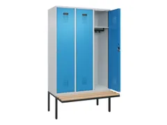 locker met bank,HxBxD 2120x1200x815mm,3vak,vak B 400mm,cilinderslot