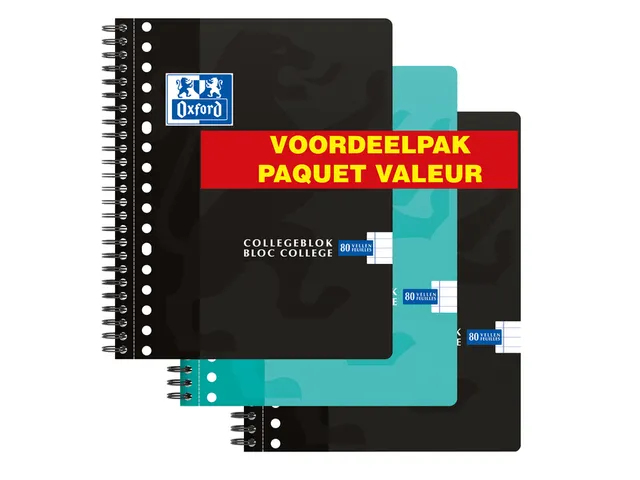 Collegeblok Oxford School A5+ lijn 17-gaats 160 pagina's 80gr voordeel