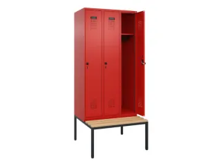locker met bank,HxBxD 2120x900x815mm,3vak,vak B 300mm,draaigrendel - 2