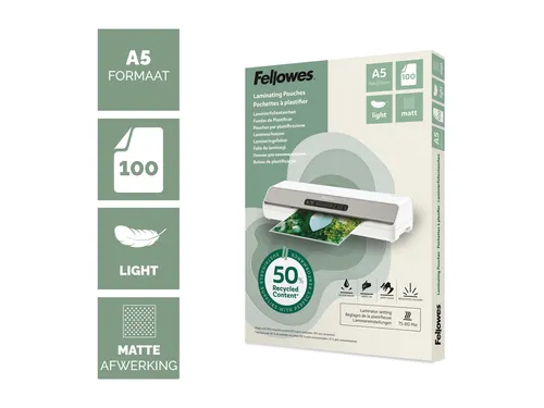 Lamineerhoes Fellowes A5 light 50% gerecycled mat 100stuks