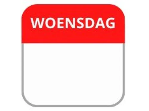 LabelLORD PL Dagetiket Woensdag 25x25mm Rood Flushlabel 1000 stuks