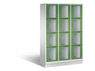 Lockerkast 1800x1200x500mm 3x4 vakken Cilinderslot, Sokkel, RAL6011 - 2