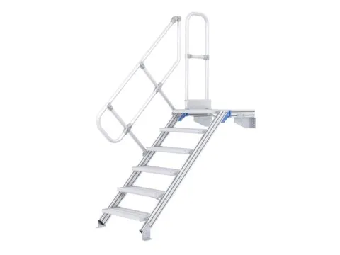 bordestrap,bordes H 1,51m,7treden,trede B 800mm,45° helling,aluminium