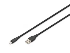 USB siliconen oplaadkabel USB-A Lightning 0,5m USB 2.0 12W Zwart