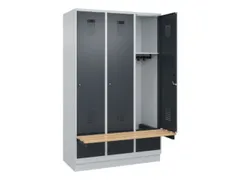 locker met bank,HxBxD 1950x1200x815mm,3vak,vak B 400mm,cilinderslot