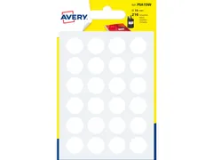 Etiket Avery 15 mm rond blister 216 st wit