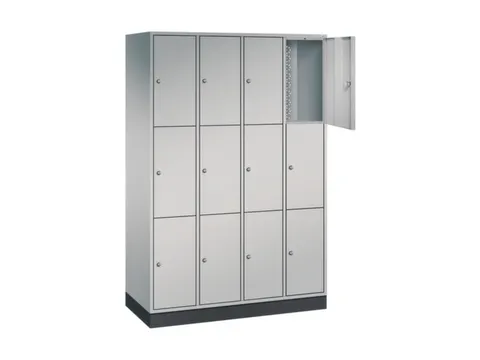 lockerkast,HxBxD 1950x1220x500mm,4x3vakken,cil.-slot,sokkel