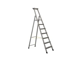 staande trap eenzijdig 7treden stand H 1 74m balk L 2 64m aluminium - 1