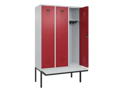 locker met bank,HxBxD 2120x1200x815mm,3vak,vak B 400mm,cilinderslot