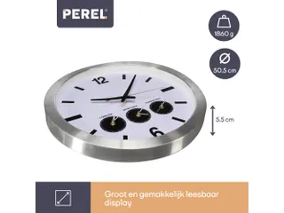 Aluminium Wereldklok Met 3 Tijdzones Ø 45.5cm cijfers - 11