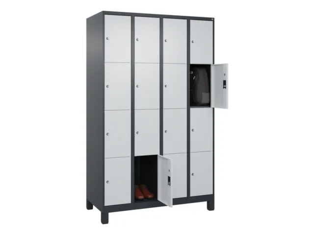lockerkast,HxBxD 1950x1200x500mm,4x4vakken,vak B 300mm,cil.-slot