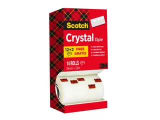 Plakband Scotch Crystal 600 19mmx33m transparant 12+2 gratis - 3