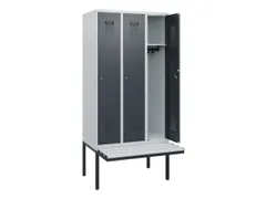 locker met bank,HxBxD 1950x900x815mm,3vak,vak B 300mm,cilinderslot