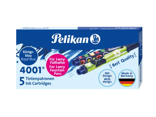 Inktpatroon Pelikan 4001 voor Lamy vulpen blauw doosje à 5 stuks